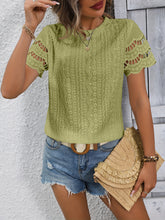 Load image into Gallery viewer, Full Size Eyelet Round Neck Short Sleeve Top