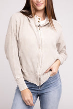 Load image into Gallery viewer, Acid Wash Cotton Waffle Hooded Zip-Up Jacket