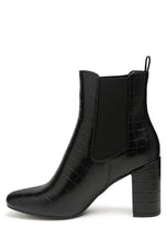 Load image into Gallery viewer, Babbel Faux Leather Block Heel Ankle Boots