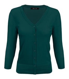 Crewneck Button Down Knit Plus Size  Cardigans