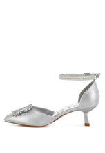 Load image into Gallery viewer, Onkana Diamante Brooch Kitten Heel Sandals