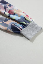 Load image into Gallery viewer, Gray Floral Lantern Sleeve Patchwork Buttoned V Neck Top