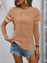 Load image into Gallery viewer, Full Size Eyelet Round Neck Short Sleeve Top