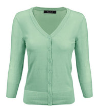 Load image into Gallery viewer, V-Neck Button Down Knit Cardigan Sweater 3/4 Sleeve