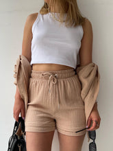 Load image into Gallery viewer, Texture Button Up Shirt and Drawstring Shorts Set