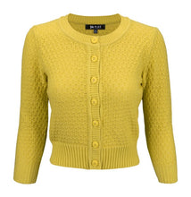 Load image into Gallery viewer, 3/4 Sleeve Cute Pattern Cropped Cardigan Sweater