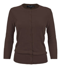 Load image into Gallery viewer, Crewneck Button Down Knit Cardigan Sweater 3/4 Sleeves