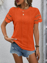 Load image into Gallery viewer, Full Size Eyelet Round Neck Short Sleeve Top