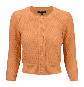 3/4 Sleeve Cute Pattern Cropped Cardigan Sweater