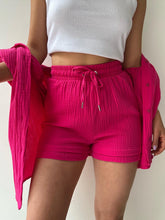 Load image into Gallery viewer, Texture Button Up Shirt and Drawstring Shorts Set