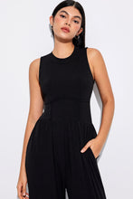 Load image into Gallery viewer, Black Cinched Waist Sleeveless Wide Leg Jumpsuit