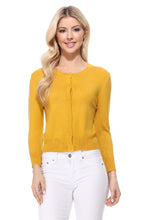 Load image into Gallery viewer, Crew neck Button Down Cardigan Sweater 3/4 sleeve