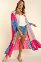 Load image into Gallery viewer, PLUS COLOR BLOCK KIMONO MAXI OPEN CARDIGAN
