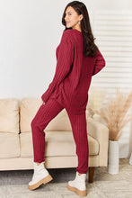 Load image into Gallery viewer, 2 PC Notched Long Sleeve Top and Pants Set