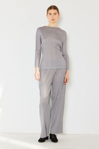 Pleated Long Sleeve Boatneck Top