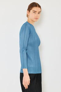 Pleated Long Sleeve Boatneck Top