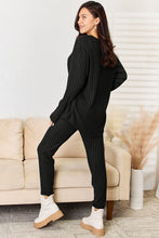 Load image into Gallery viewer, 2 PC Notched Long Sleeve Top and Pants Set