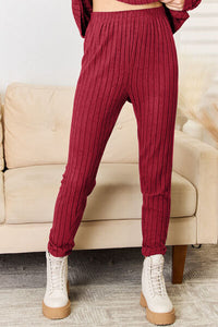 2 PC Notched Long Sleeve Top and Pants Set