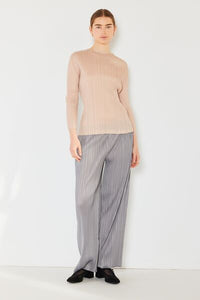 Pleated Long Sleeve Boatneck Top