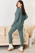 Load image into Gallery viewer, 2 PC Notched Long Sleeve Top and Pants Set