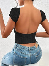 Load image into Gallery viewer, Backless Short Sleeve T-Shirt