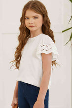 Load image into Gallery viewer, Round Neck Flutter Sleeve T-Shirt
