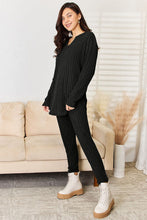 Load image into Gallery viewer, 2 PC Notched Long Sleeve Top and Pants Set