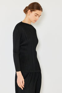 Pleated Long Sleeve Boatneck Top